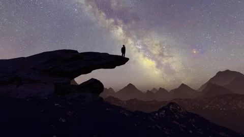 A man's back view gazing at the starry sky and the universe Stock-Footage 339643065