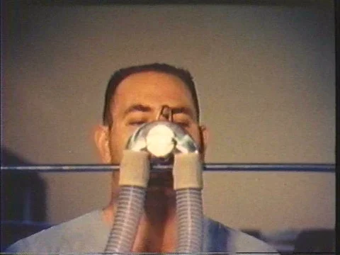 A man's baseline pulmonary data is collected before he undergoes a test on Stock Footage 75280500