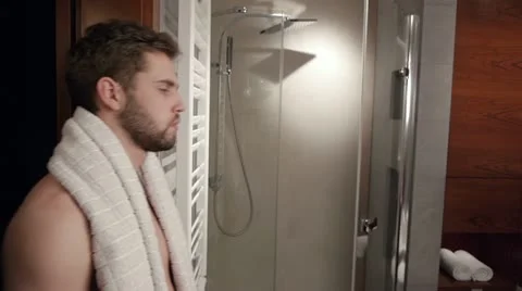 Man's bathroom routine Stock Footage 11845094