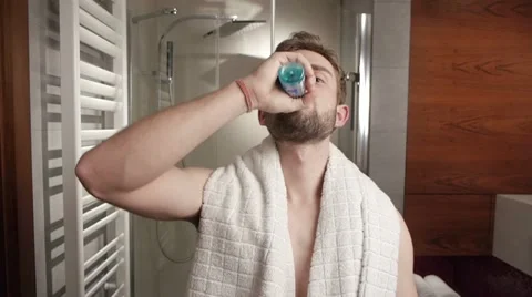 Man's bathroom routine Stock Footage 11845639