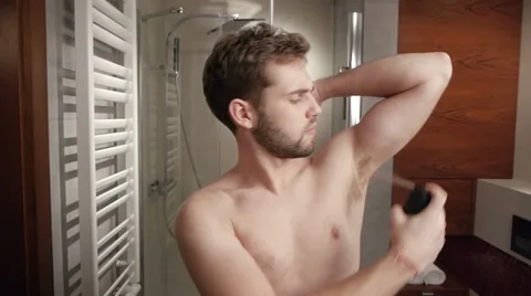 Man's bathroom routine Stock Footage 11845757