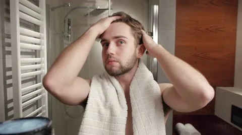 Man's bathroom routine Video stock 11846347