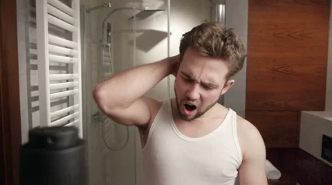 Man's bathroom routine Stock Footage 11846997