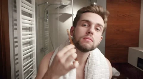 Man's bathroom routine Stock Footage 11847336