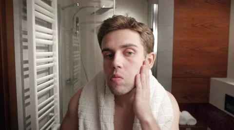 Man's bathroom routine Stock Footage 11848541