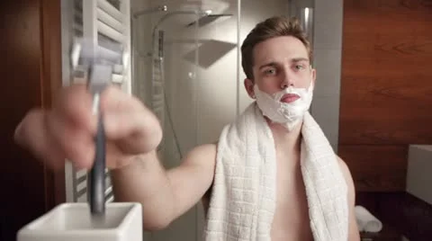 Man's bathroom routine Video stock 11848833