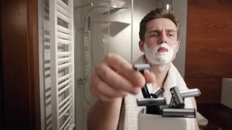 Man's bathroom routine Video stock 11849003