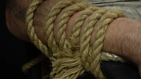 Man's bound hands Video stock 91290309