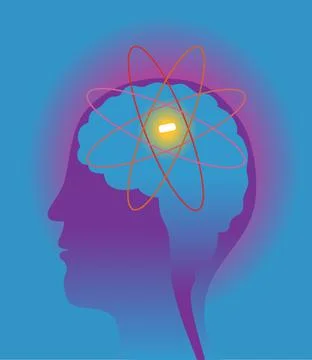 Man's brain with mental pill inside, cross section, illustration Stock Illustration