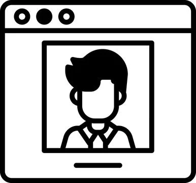 A man's face is shown on a computer screen Stock Illustration