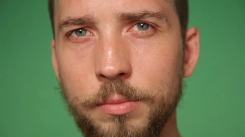 Man's face with trendy beard and mustache Stock Footage 67310537