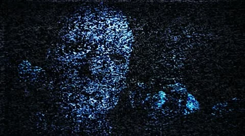 Man's face in tv static Video stock 9867274