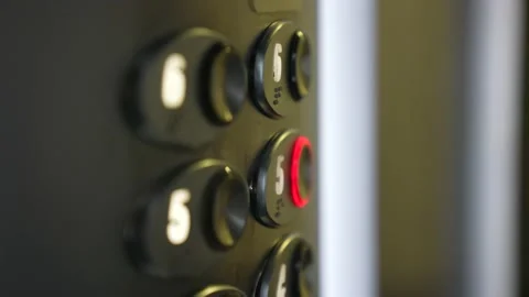 Man's female hand presses elevator button to move up.Movement to success, career Video stock 164249589