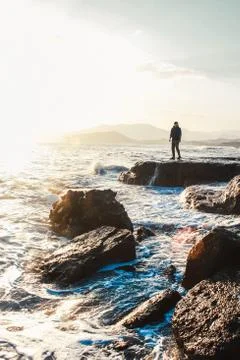 Man’s Figure at the Seagate Stock Photos