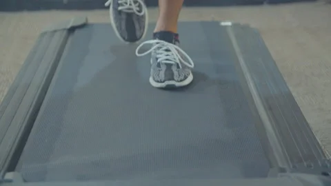 Man's Foot On Treadmill Stock Footage 162203363