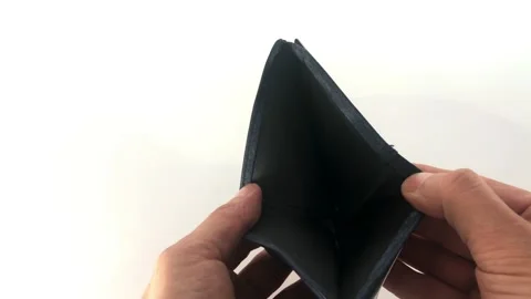 Man's hand and empty money wallet Stock Footage 146755819