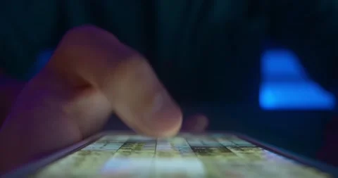 Man's hand browsing internet social media scrolling internet pages on mobile Stock-Footage 229406163