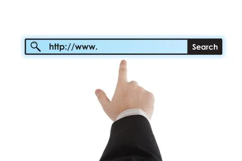 Man's hand clicks on the address bar Ilustración de archivo
