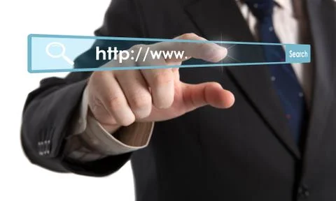 Man's hand clicks on the address bar Illustration