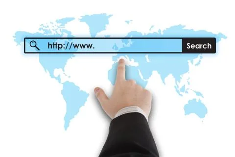 Man's hand clicks on the address bar Stock-Illustration