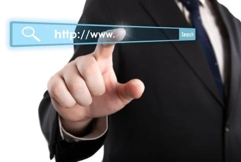 Man's hand clicks on the address bar Illustration