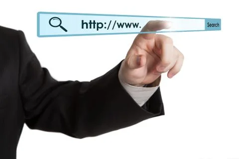 Man's hand clicks on the address bar Illustration