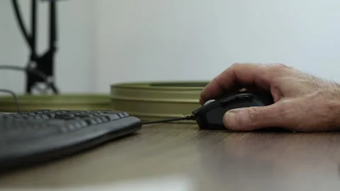 A mans hand with computer mouse 1 Stock Footage 314961471