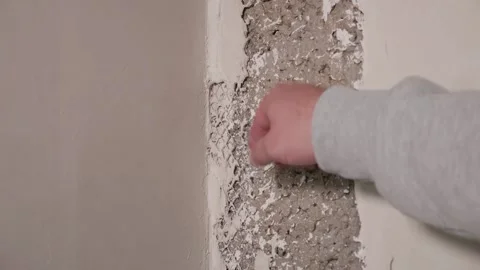 Man's hand construction site wall slide Stock Footage 132495267