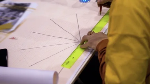 Man's Hand Draw Paper Section Exposition Center Stock Footage 109558494