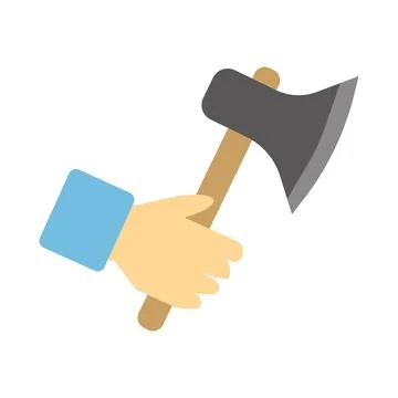 A man's hand holding an axe. Vector. Stock Illustration