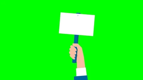 Man's hand holding a blank white poster. Place a sign, or inscription on poster Stock Footage 278264382