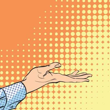 Man's hand holding out for something. Man demanding something. Stock Illustration