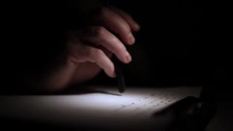 Mans Hand Holding a Pen While Writing on a Notebook. Journaling his thought.. 스톡 동영상 306064517