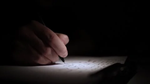 Mans Hand Holding a Pen While Writing on a Notebook. Journaling his thought.. Video stock 306065487