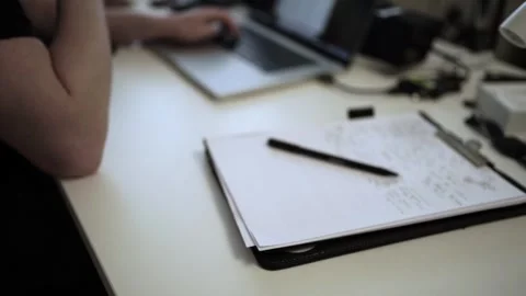 Mans Hand Holding a Pen While Writing on a Notebook. Journaling his thought.. 스톡 동영상 306065783