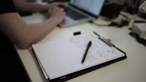 Mans Hand Holding a Pen While Writing on a Notebook. Journaling his thought.. 스톡 동영상 306067840