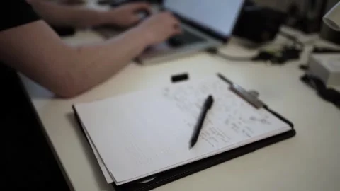 Mans Hand Holding a Pen While Writing on a Notebook. Journaling his thought.. 스톡 동영상 306069114