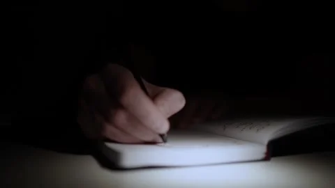 Mans Hand Holding a Pen While Writing on a Notebook. Journaling his thought.. Stock Footage 306069167