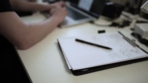 Mans Hand Holding a Pen While Writing on a Notebook. Journaling his thought.. 스톡 동영상 306069233