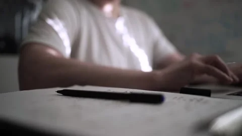 Mans Hand Holding a Pen While Writing on a Notebook. Journaling his thought.. 스톡 동영상 306069279
