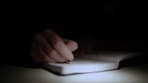 Mans Hand Holding a Pen While Writing on a Notebook. Journaling his thought.. Stock-Footage 306069310