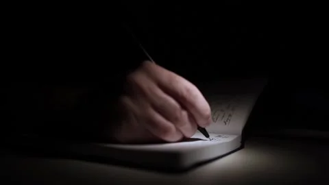 Mans Hand Holding a Pen While Writing on a Notebook. Journaling his thought.. Stock-Footage 306069336