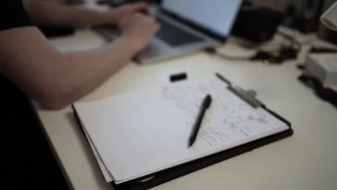 Mans Hand Holding a Pen While Writing on a Notebook. Journaling his thought.. 스톡 동영상 306069379