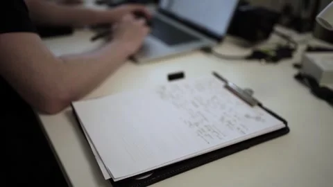 Mans Hand Holding a Pen While Writing on a Notebook. Journaling his thought.. 스톡 동영상 306070153
