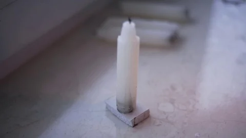 Man's hand is lighting a candle Stock-Footage 71955165