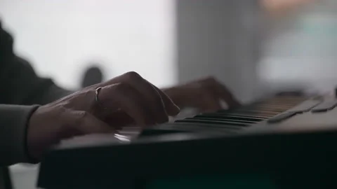 Man's hand playing a Piano 스톡 동영상 211126967