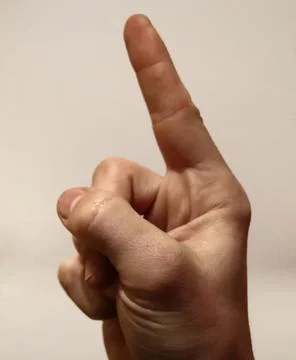 A man's hand is pointing Stock Photos