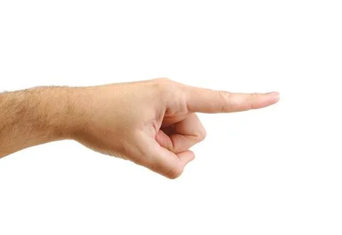 Man's hand pointing to the right Foto stock