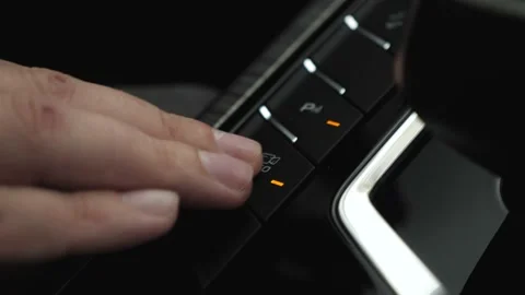 A man's hand presses the car button - a 360-degree view of the cameras.Technolog Stock Footage 161247035