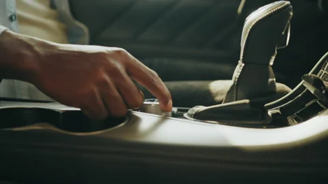 Man's hand presses electronics control buttons. Comfort driving. Hand of man Video stock 174838538